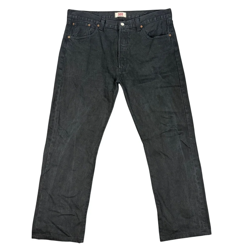 Levi's Jeans‎ Men 38x36 Black 501 Original Straight Leg Button Fly Denim Pants